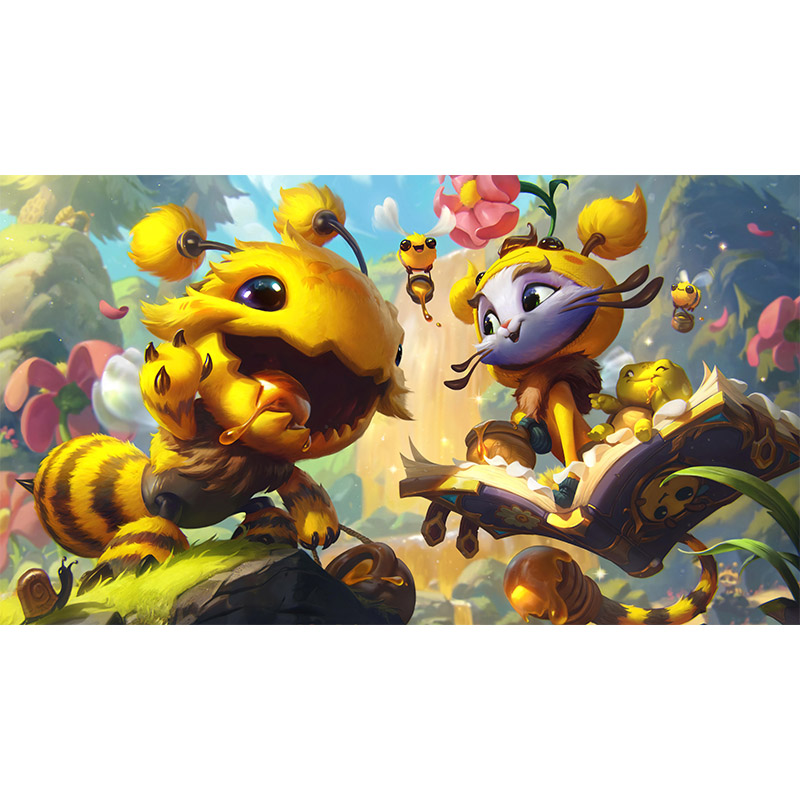 Πίνακας σε καμβά με  Bee kog maw Yuumi bee maw yuubee league of legends Art